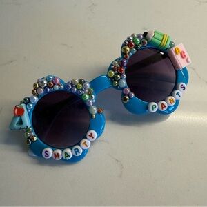 Custom Beaded Blue "Smarty Pants" Sunglasses